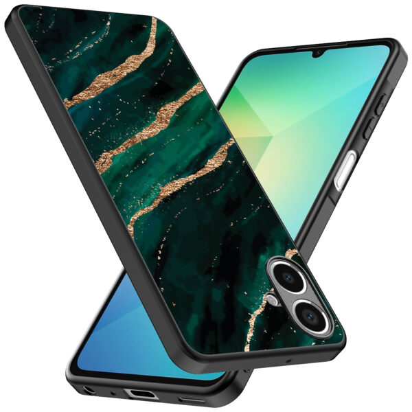 Samsung Galaxy A06 telefoonhoesje met groen goud marmer opdruk (2)