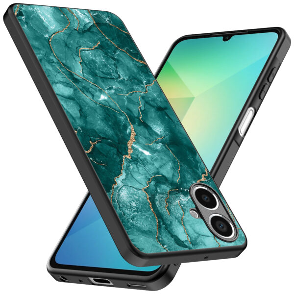 Samsung Galaxy A06 telefoonhoesje met groen marmer opdruk (2)