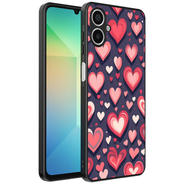 Samsung Galaxy A06 telefoonhoesje met hartjes opdruk groot (1)