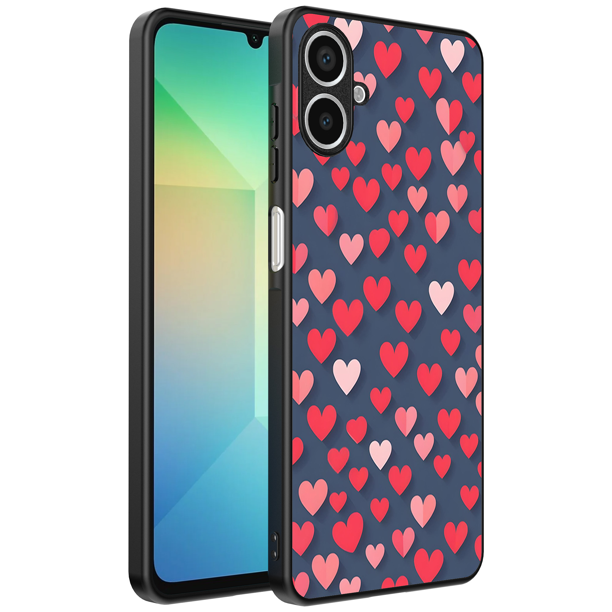 Samsung Galaxy A06 telefoonhoesje met hartjes opdruk klein (1)