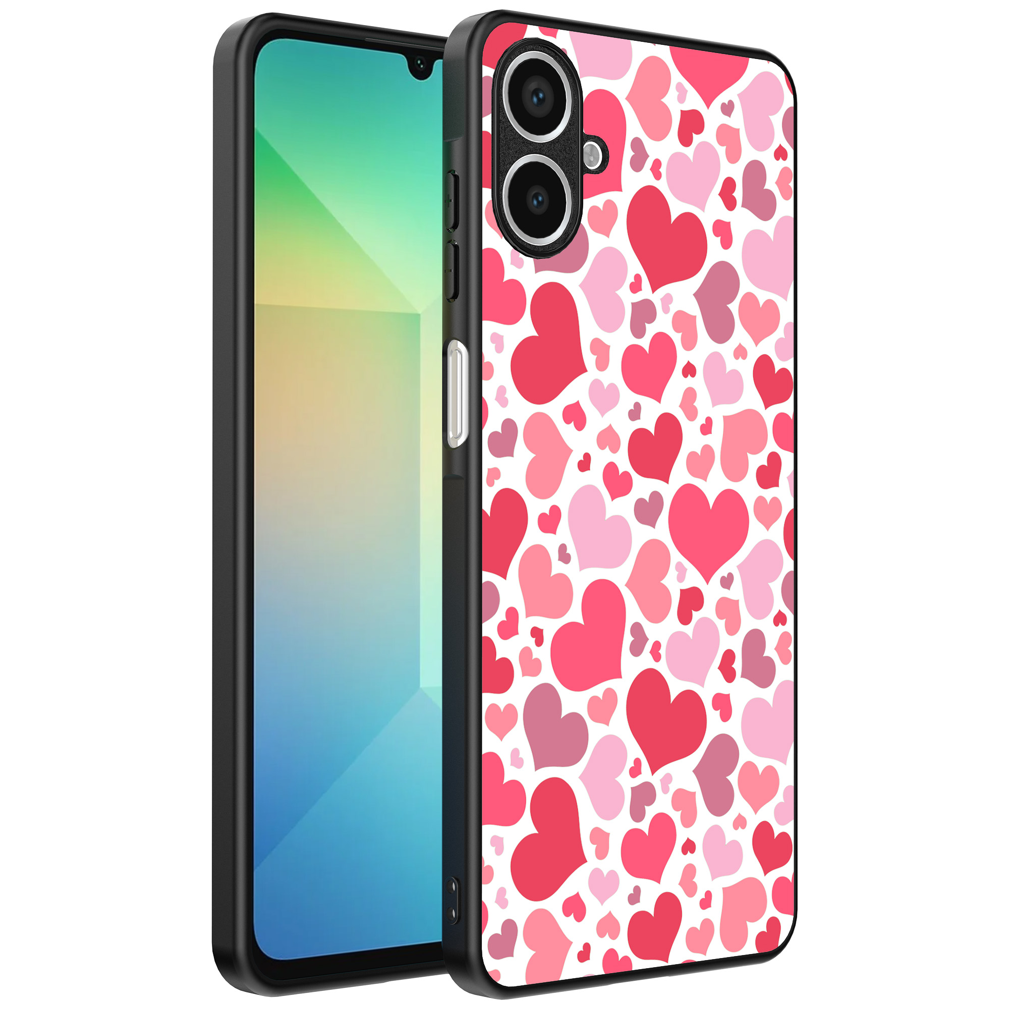 Samsung Galaxy A06 telefoonhoesje met hartjes opdruk transparant (1)