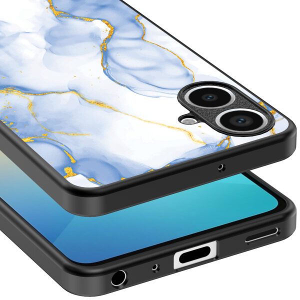 Samsung Galaxy A06 telefoonhoesje met lichtblauw goud marmer opdruk (4)