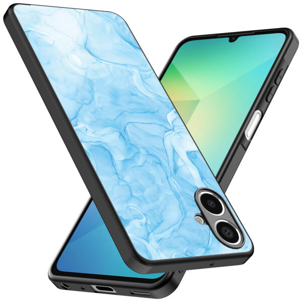 Samsung Galaxy A06 telefoonhoesje met lichtblauw marmer opdruk (2)