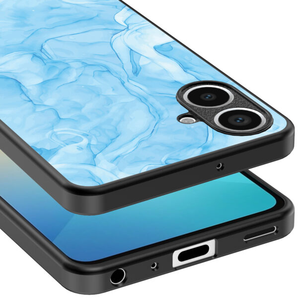 Samsung Galaxy A06 telefoonhoesje met lichtblauw marmer opdruk (4)