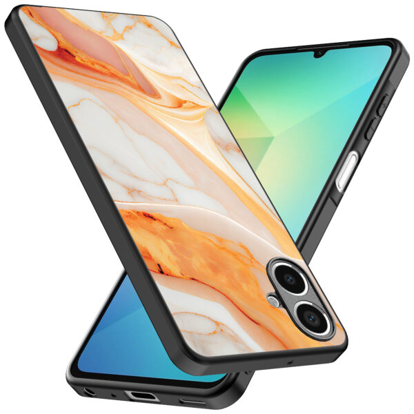 Samsung Galaxy A06 telefoonhoesje met oranje marmer opdruk (2)