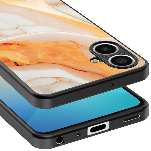 Samsung Galaxy A06 telefoonhoesje met oranje marmer opdruk (4)