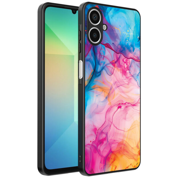 Samsung Galaxy A06 telefoonhoesje met regenboog acryl marmer opdruk (1)