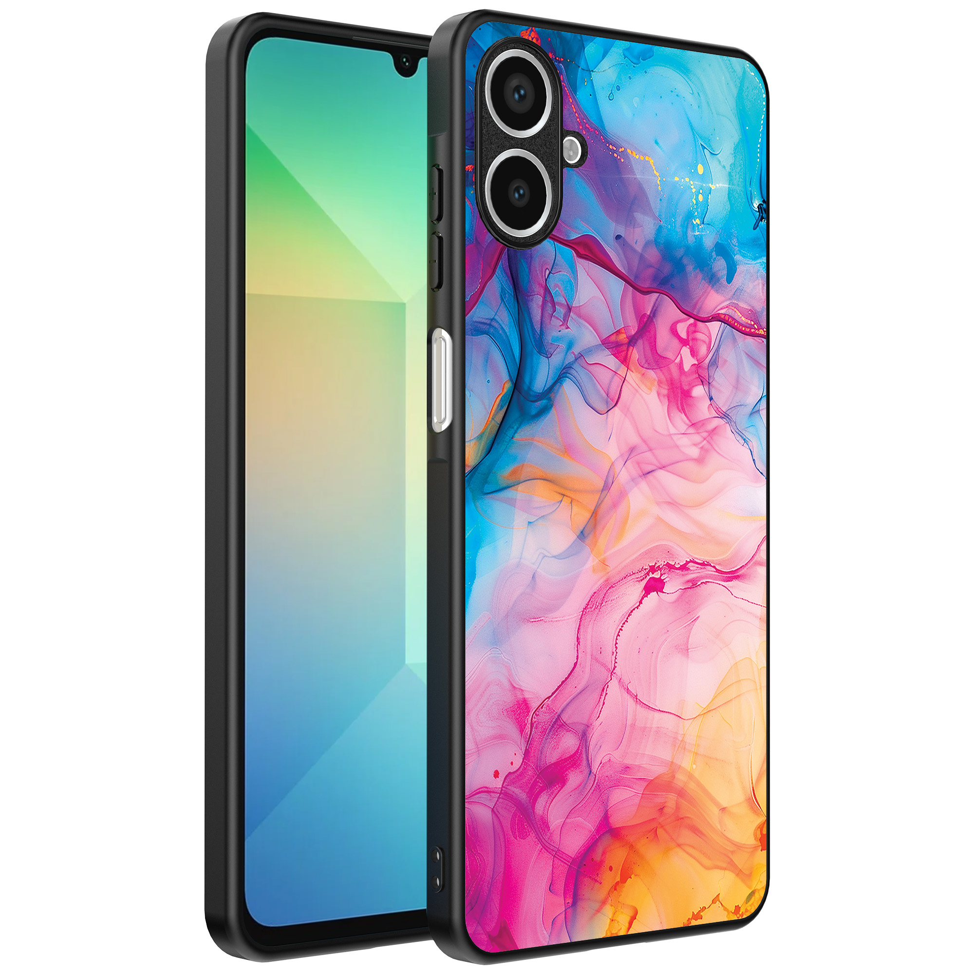 Samsung Galaxy A06 telefoonhoesje met regenboog acryl marmer opdruk (1)