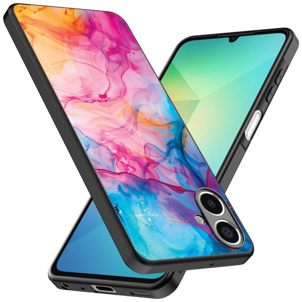 Samsung Galaxy A06 telefoonhoesje met regenboog acryl marmer opdruk (2)