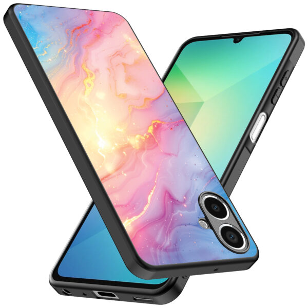 Samsung Galaxy A06 telefoonhoesje met regenboog glitter marmer opdruk (2)
