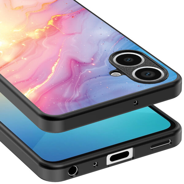 Samsung Galaxy A06 telefoonhoesje met regenboog glitter marmer opdruk (4)