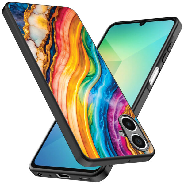Samsung Galaxy A06 telefoonhoesje met regenboog goud marmer opdruk (2)