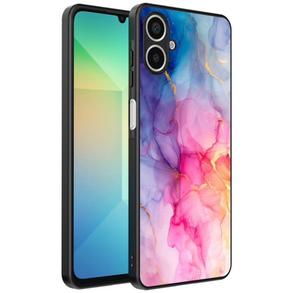 Samsung Galaxy A06 telefoonhoesje met regenboog marmer opdruk (1)