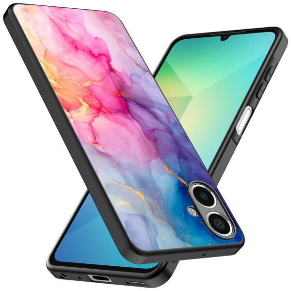 Samsung Galaxy A06 telefoonhoesje met regenboog marmer opdruk (2)