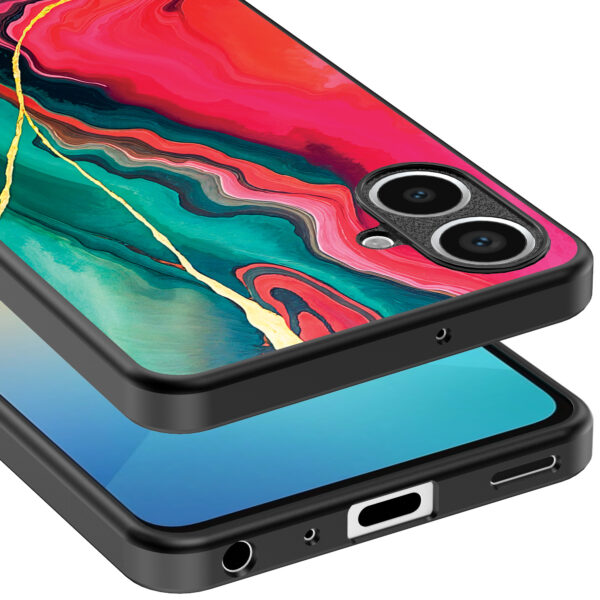 Samsung Galaxy A06 telefoonhoesje met rood groen marmer opdruk (4)