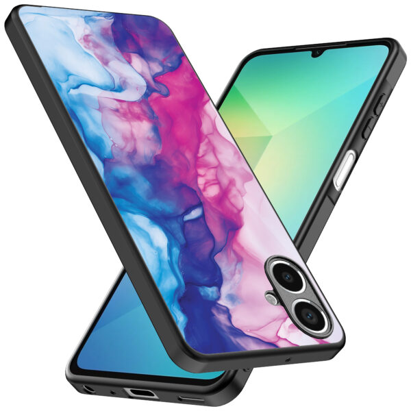 Samsung Galaxy A06 telefoonhoesje met roze blauw marmer opdruk (2)