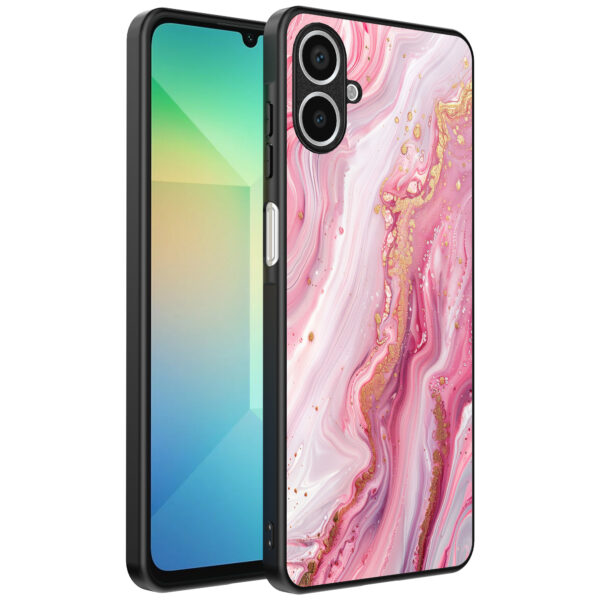 Samsung Galaxy A06 telefoonhoesje met roze marmer opdruk (1)