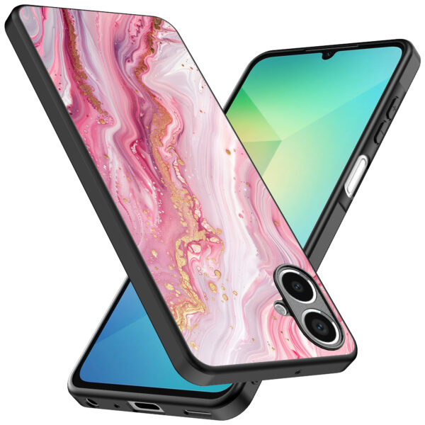 Samsung Galaxy A06 telefoonhoesje met roze marmer opdruk (2)