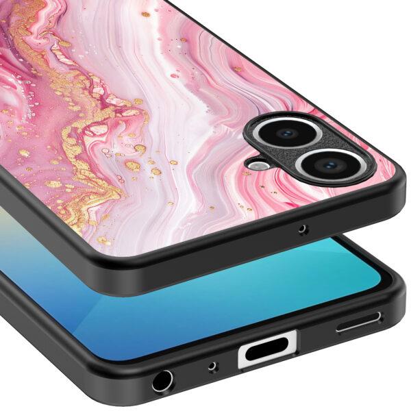 Samsung Galaxy A06 telefoonhoesje met roze marmer opdruk (4)