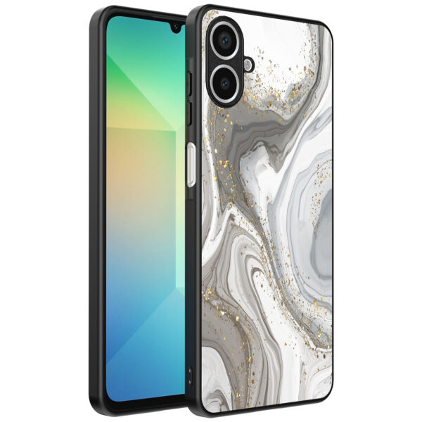Samsung Galaxy A06 telefoonhoesje met zilver marmer opdruk (1)