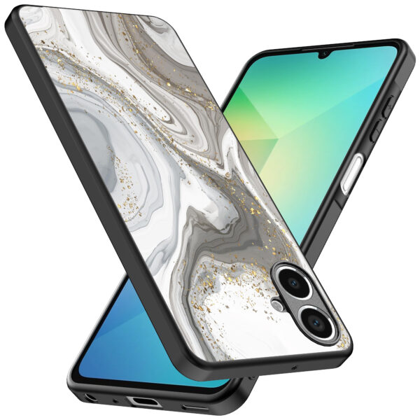 Samsung Galaxy A06 telefoonhoesje met zilver marmer opdruk (2)