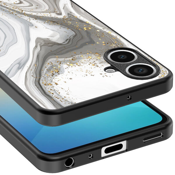 Samsung Galaxy A06 telefoonhoesje met zilver marmer opdruk (4)