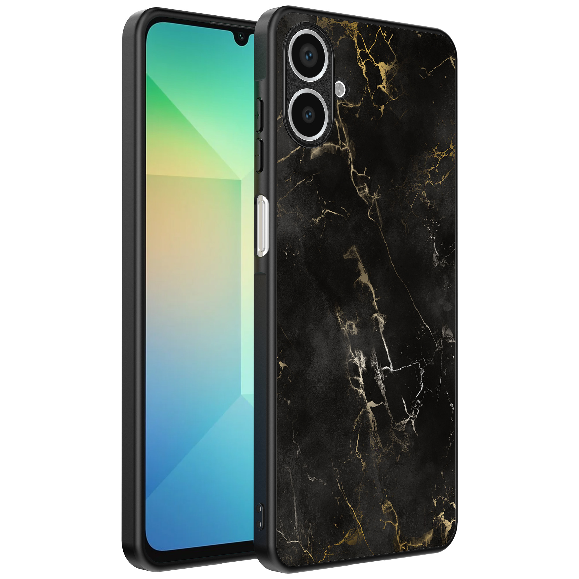 Samsung Galaxy A06 telefoonhoesje met zwart marmer opdruk (1)