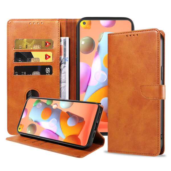 Samsung Galaxy A11 leren telefoonhoesje bookcase met pasjeshouder en magnetisch lipje (1) bruin