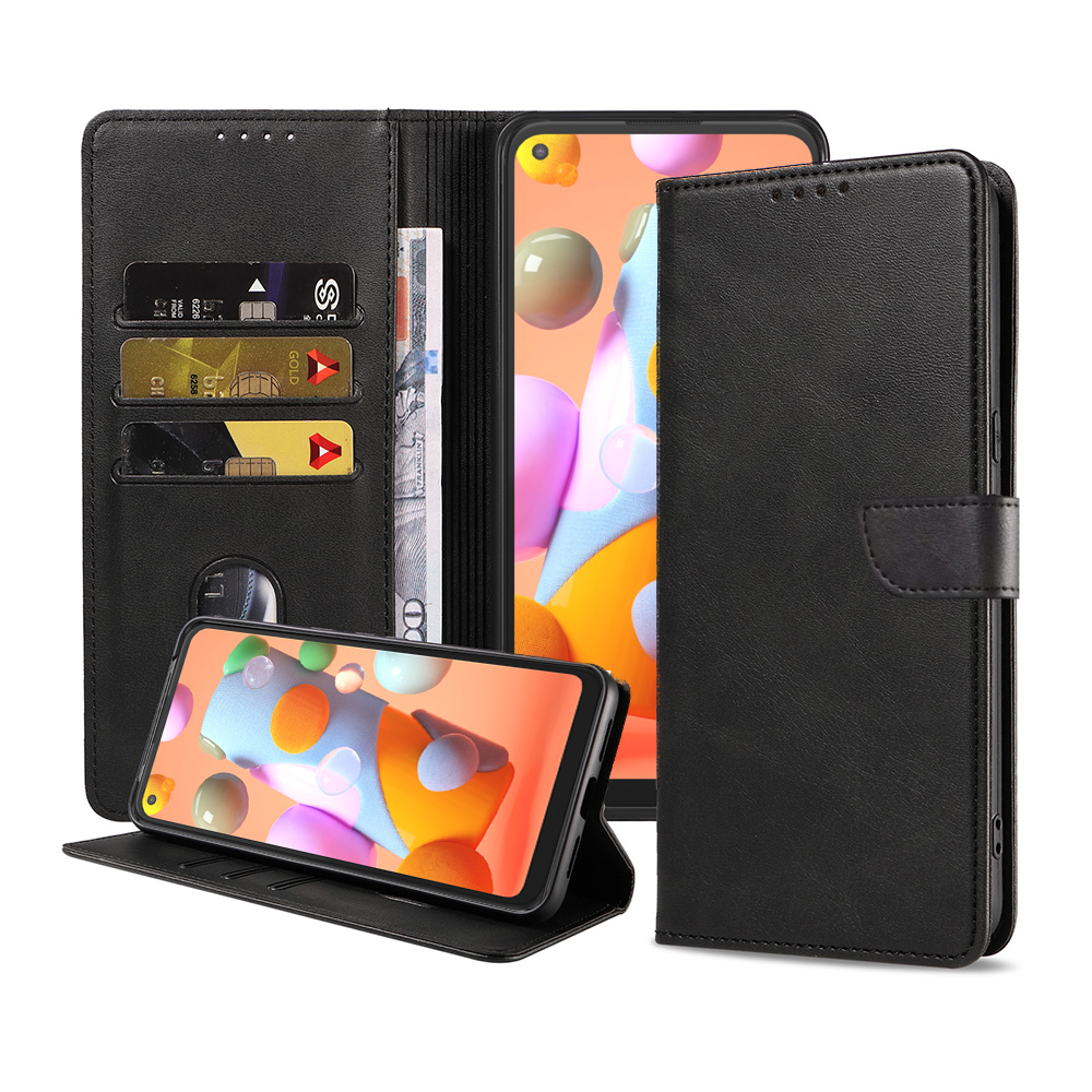 Samsung Galaxy A11 leren telefoonhoesje bookcase met pasjeshouder en magnetisch lipje (1)