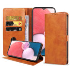 Samsung Galaxy A13 4G leren telefoonhoesje bookcase met pasjeshouder en magnetisch lipje (1) bruin