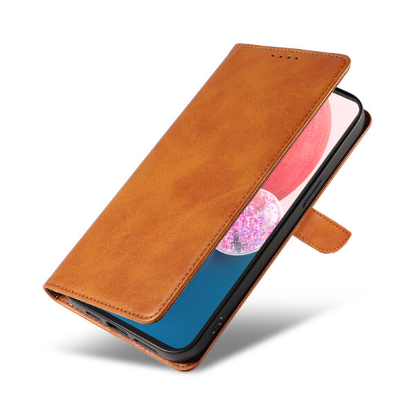 Samsung Galaxy A13 4G leren telefoonhoesje bookcase met pasjeshouder en magnetisch lipje (4) bruin