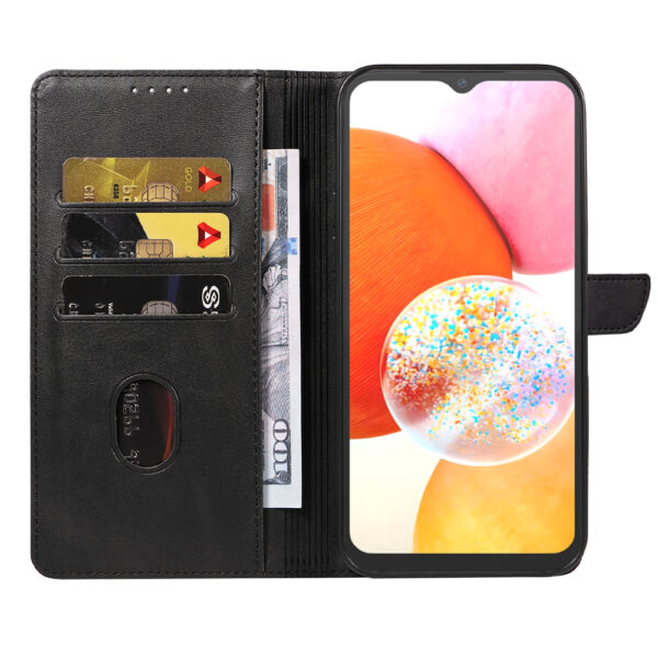 Samsung Galaxy A14 leren telefoonhoesje bookcase met pasjeshouder en magnetisch lipje (2)