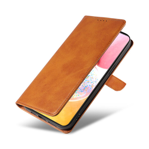 Samsung Galaxy A14 leren telefoonhoesje bookcase met pasjeshouder en magnetisch lipje (4) bruin