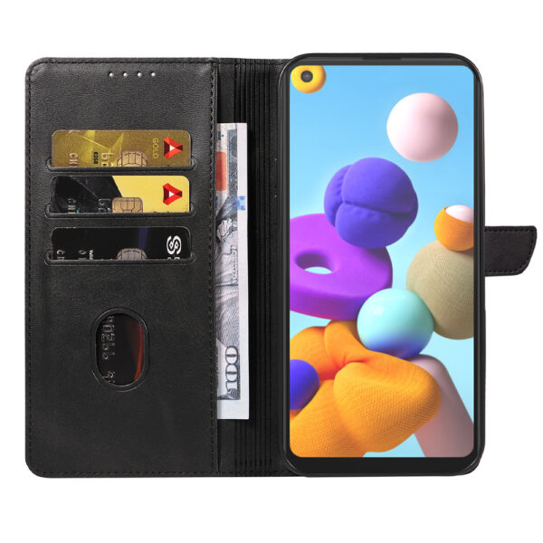 Samsung Galaxy A21 leren telefoonhoesje bookcase met pasjeshouder en magnetisch lipje (2)