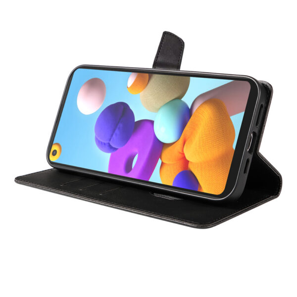 Samsung Galaxy A21 leren telefoonhoesje bookcase met pasjeshouder en magnetisch lipje (3)
