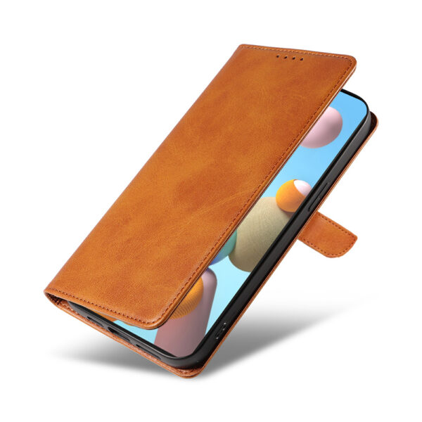 Samsung Galaxy A21 leren telefoonhoesje bookcase met pasjeshouder en magnetisch lipje (4) bruin