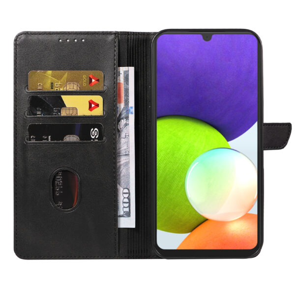 Samsung Galaxy A22 4G leren telefoonhoesje bookcase met pasjeshouder en magnetisch lipje (2)