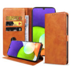 Samsung Galaxy A22 leren telefoonhoesje bookcase met pasjeshouder en magnetisch lipje (1) bruin