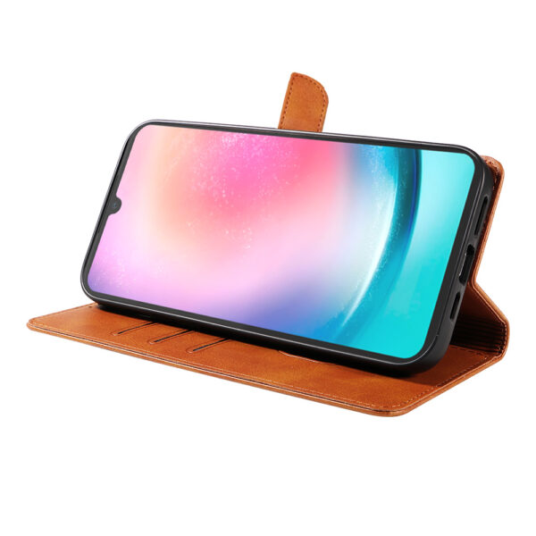 Samsung Galaxy A24 4G leren telefoonhoesje bookcase met pasjeshouder en magnetisch lipje (3) bruin