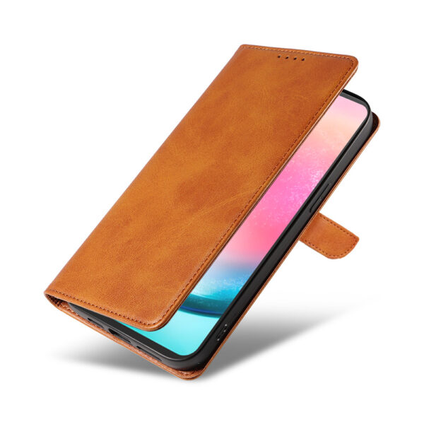 Samsung Galaxy A24 4G leren telefoonhoesje bookcase met pasjeshouder en magnetisch lipje (4) bruin