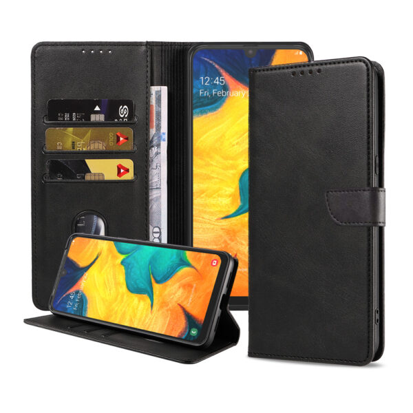Samsung Galaxy A30 leren telefoonhoesje bookcase met pasjeshouder en magnetisch lipje (1)