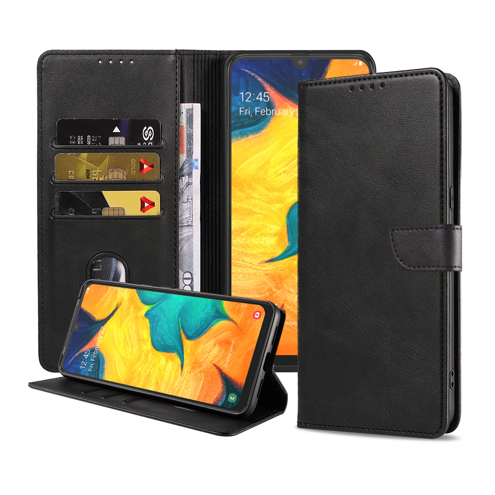 Samsung Galaxy A30 leren telefoonhoesje bookcase met pasjeshouder en magnetisch lipje (1)