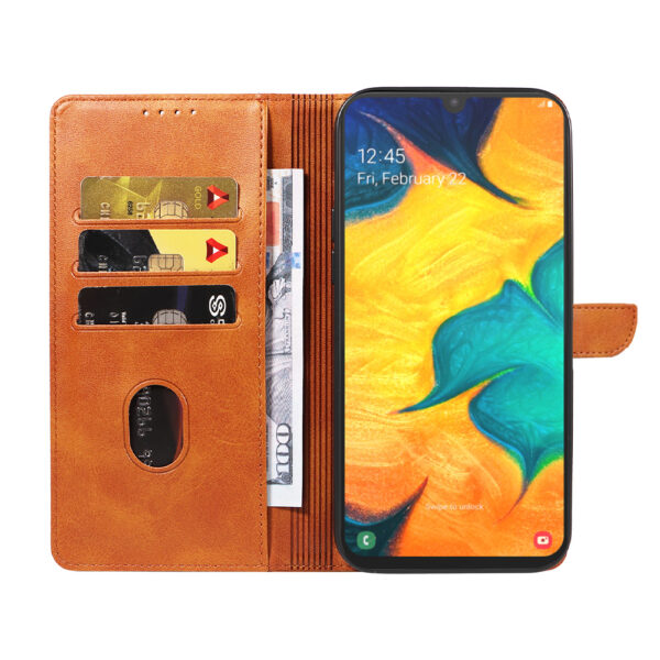 Samsung Galaxy A30 leren telefoonhoesje bookcase met pasjeshouder en magnetisch lipje (2) bruin