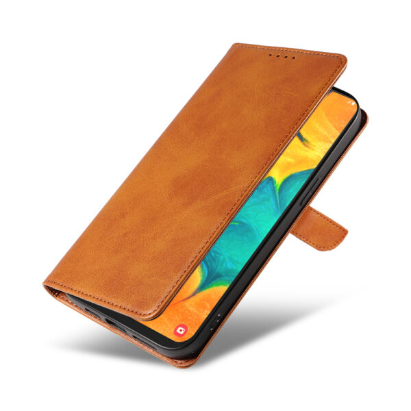 Samsung Galaxy A30 leren telefoonhoesje bookcase met pasjeshouder en magnetisch lipje (4) bruin