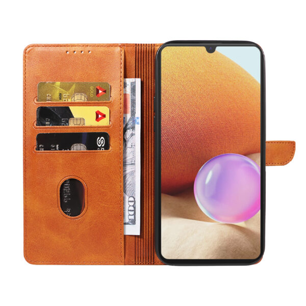 Samsung Galaxy A32 4G leren telefoonhoesje bookcase met pasjeshouder en magnetisch lipje (2) bruin