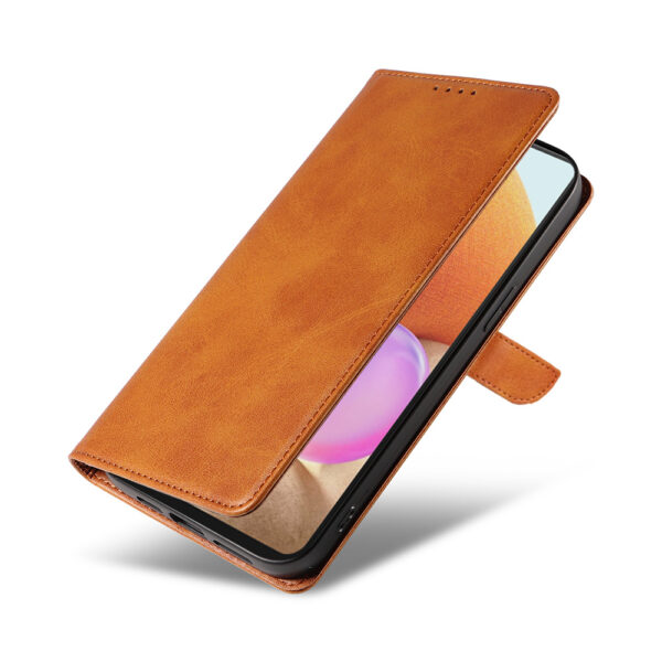 Samsung Galaxy A32 4G leren telefoonhoesje bookcase met pasjeshouder en magnetisch lipje (4) bruin