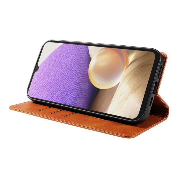 Samsung Galaxy A32 5G leren telefoonhoesje bookcase met pasjeshouder en magnetische sluiting (3) bruin