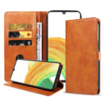 Samsung Galaxy A33 5G leren telefoonhoesje bookcase met pasjeshouder en magnetisch lipje (1) bruin