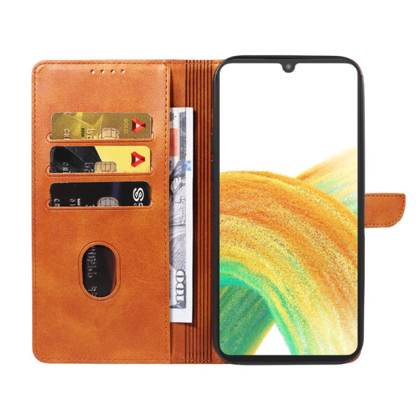 Samsung Galaxy A33 5G leren telefoonhoesje bookcase met pasjeshouder en magnetisch lipje (2) bruin