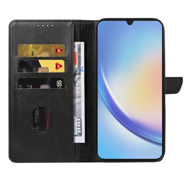 Samsung Galaxy A34 5G leren telefoonhoesje bookcase met pasjeshouder en magnetisch lipje (2)